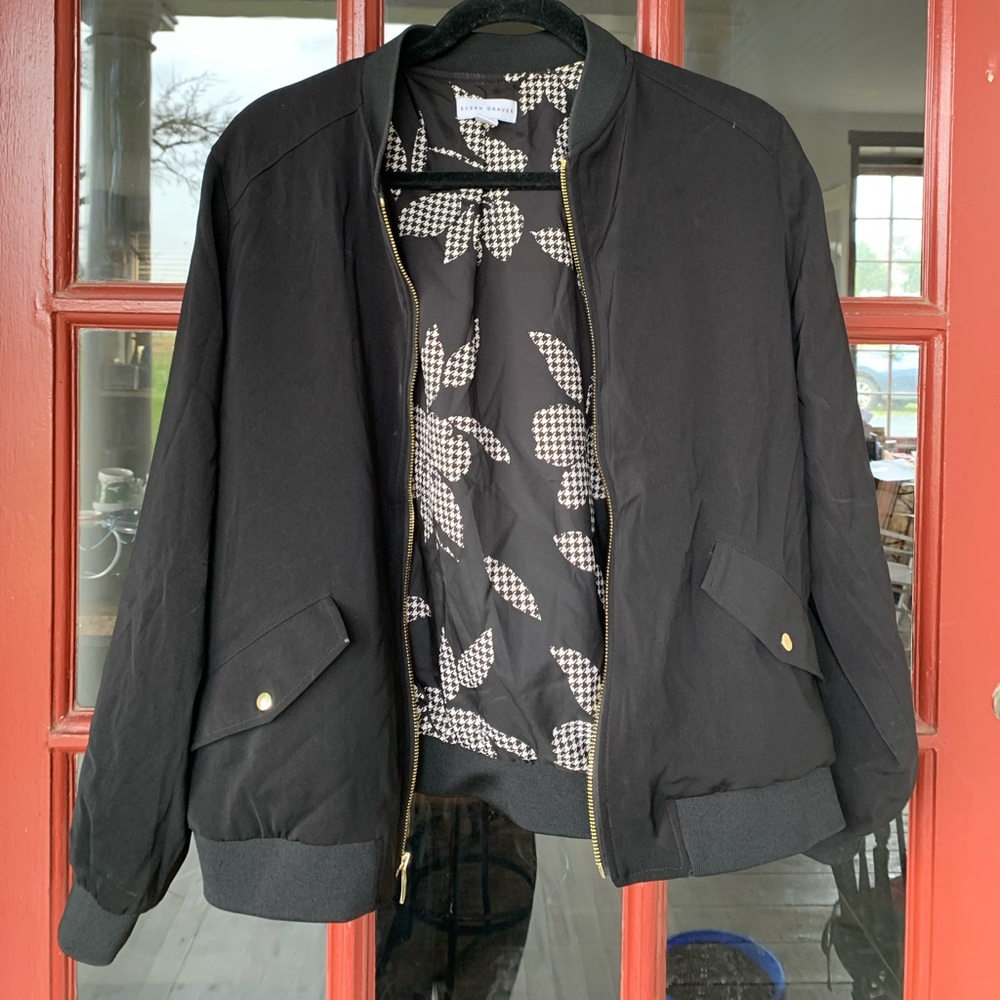 Black Lightweight Jacket with Gold Details